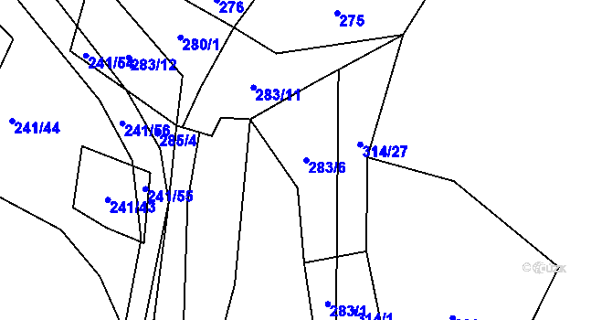 Parcela st. 283/6 v KÚ Malé Přílepy, Katastrální mapa