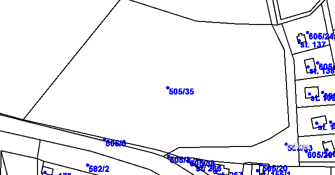 Parcela st. 505/35 v KÚ Malé Přílepy, Katastrální mapa