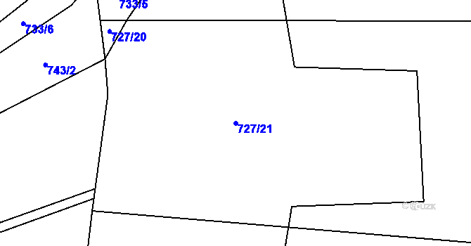 Parcela st. 727/21 v KÚ Malé Přílepy, Katastrální mapa