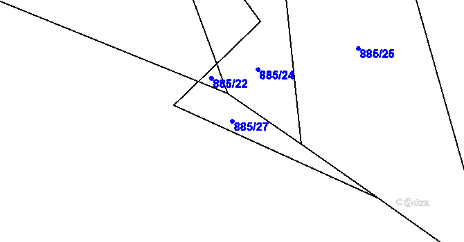 Parcela st. 885/27 v KÚ Malé Přílepy, Katastrální mapa