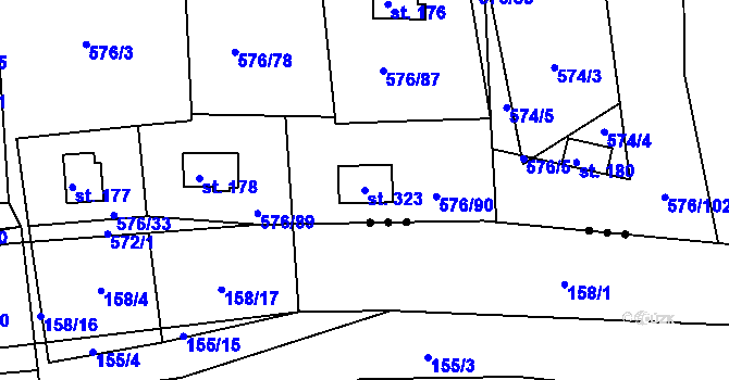 Parcela st. 323 v KÚ Malé Přílepy, Katastrální mapa