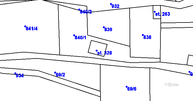 Parcela st. 328 v KÚ Malé Přílepy, Katastrální mapa
