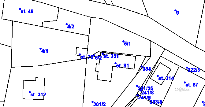 Parcela st. 351 v KÚ Malé Přílepy, Katastrální mapa