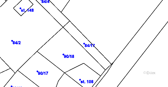 Parcela st. 84/17 v KÚ Malé Přítočno, Katastrální mapa