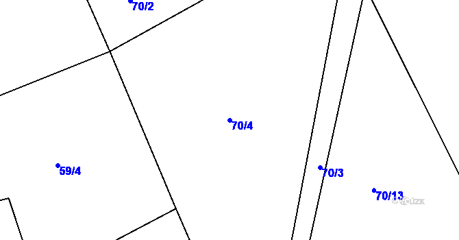 Parcela st. 70/4 v KÚ Malé Přítočno, Katastrální mapa