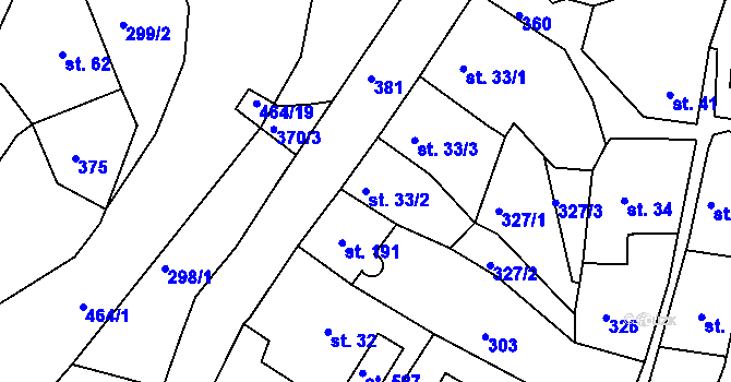 Parcela st. 33/2 v KÚ Malé Svatoňovice, Katastrální mapa