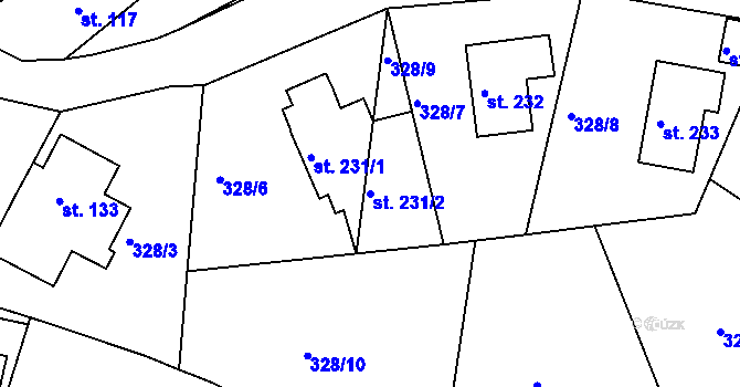 Parcela st. 231/2 v KÚ Malé Svatoňovice, Katastrální mapa