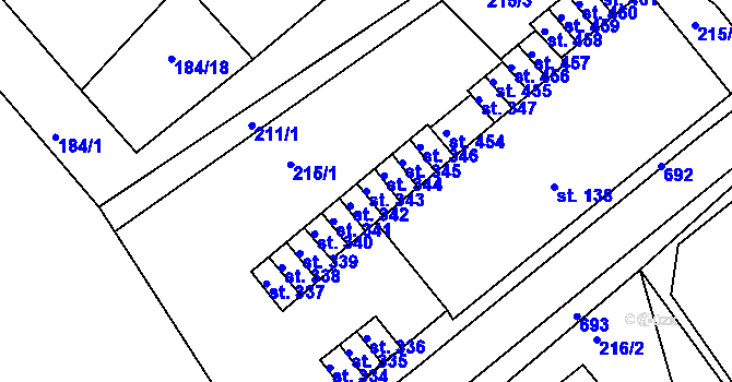 Parcela st. 343 v KÚ Malé Svatoňovice, Katastrální mapa