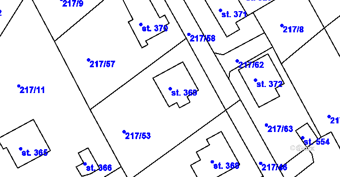 Parcela st. 369 v KÚ Malé Svatoňovice, Katastrální mapa