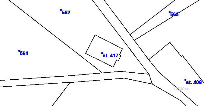 Parcela st. 417 v KÚ Malé Svatoňovice, Katastrální mapa