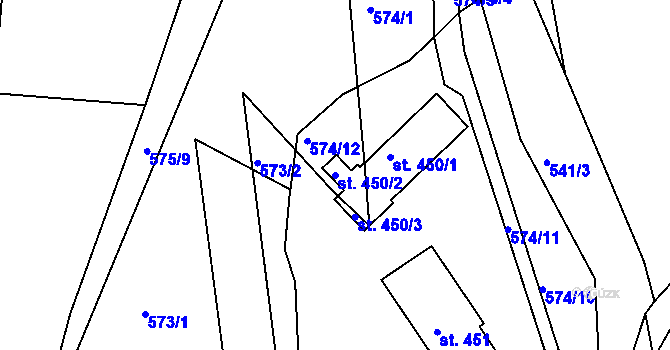 Parcela st. 450/2 v KÚ Malé Svatoňovice, Katastrální mapa