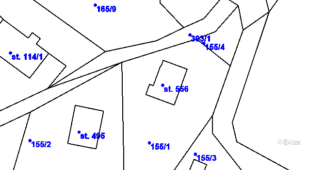 Parcela st. 556 v KÚ Malé Svatoňovice, Katastrální mapa