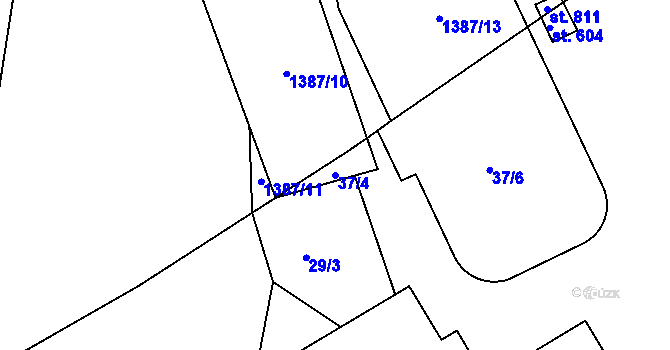 Parcela st. 37/4 v KÚ Malé Svatoňovice, Katastrální mapa