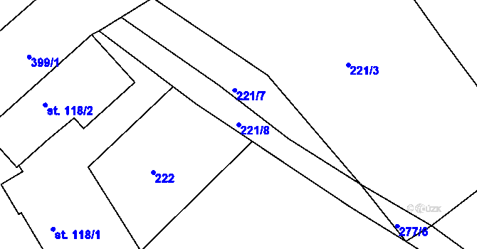 Parcela st. 221/8 v KÚ Malé Svatoňovice, Katastrální mapa
