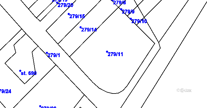 Parcela st. 279/12 v KÚ Malé Svatoňovice, Katastrální mapa