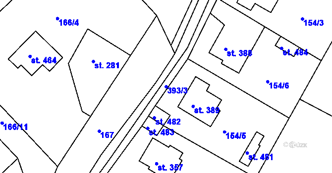 Parcela st. 393/3 v KÚ Malé Svatoňovice, Katastrální mapa