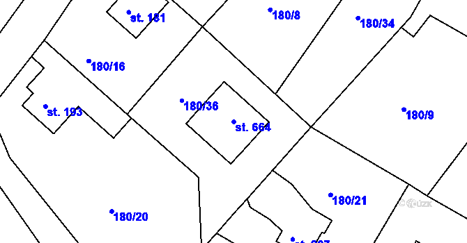 Parcela st. 664 v KÚ Malé Svatoňovice, Katastrální mapa