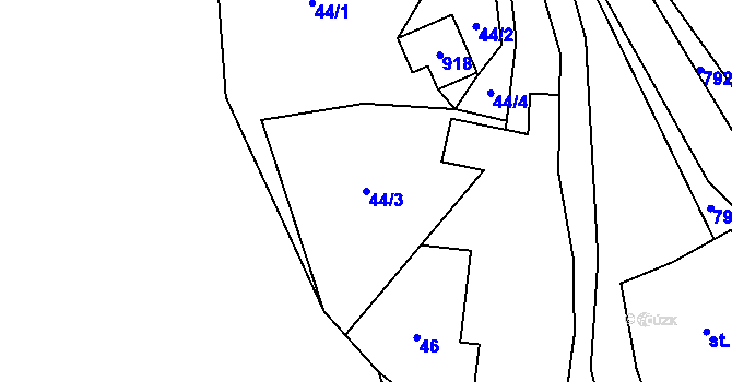 Parcela st. 44/3 v KÚ Malé Všelisy, Katastrální mapa