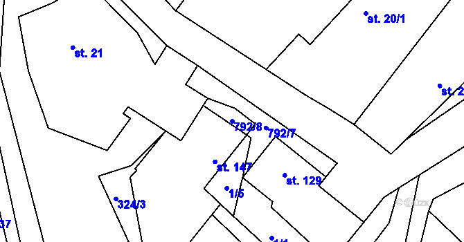 Parcela st. 792/8 v KÚ Malé Všelisy, Katastrální mapa