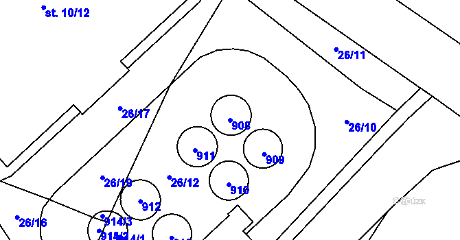 Parcela st. 908 v KÚ Malé Všelisy, Katastrální mapa