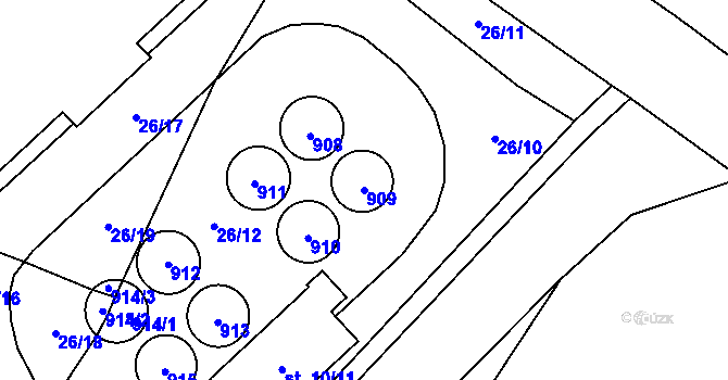 Parcela st. 909 v KÚ Malé Všelisy, Katastrální mapa