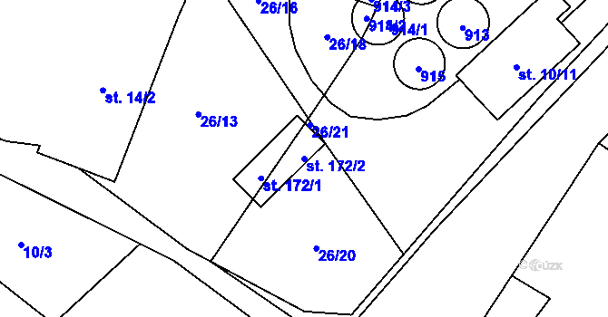 Parcela st. 172/2 v KÚ Malé Všelisy, Katastrální mapa