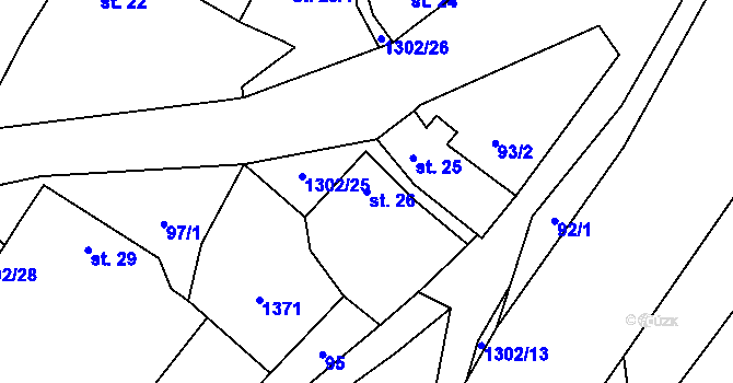 Parcela st. 26 v KÚ Malé Žernoseky, Katastrální mapa