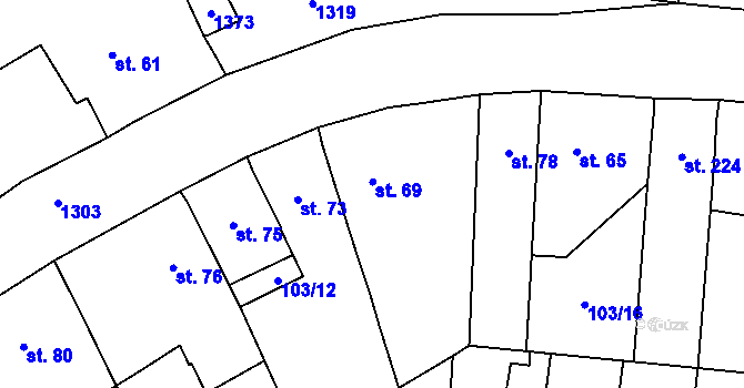 Parcela st. 69 v KÚ Malé Žernoseky, Katastrální mapa