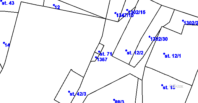 Parcela st. 71 v KÚ Malé Žernoseky, Katastrální mapa