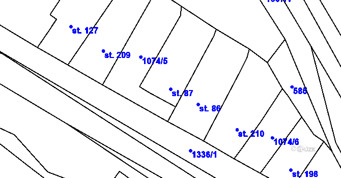 Parcela st. 87 v KÚ Malé Žernoseky, Katastrální mapa