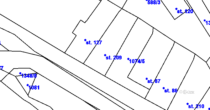 Parcela st. 209 v KÚ Malé Žernoseky, Katastrální mapa