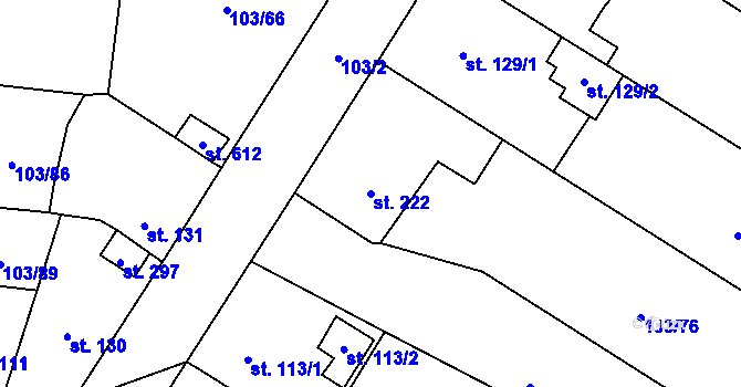Parcela st. 222 v KÚ Malé Žernoseky, Katastrální mapa
