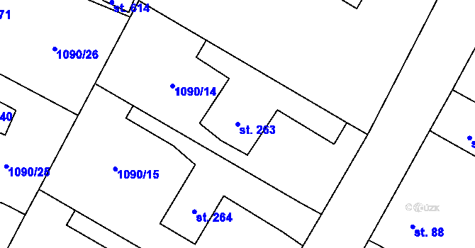 Parcela st. 263 v KÚ Malé Žernoseky, Katastrální mapa