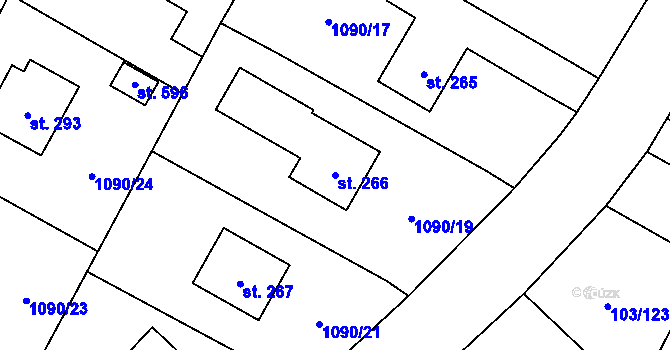 Parcela st. 266 v KÚ Malé Žernoseky, Katastrální mapa
