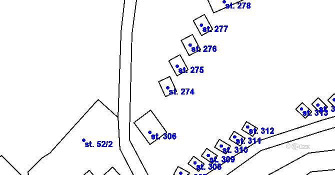 Parcela st. 274 v KÚ Malé Žernoseky, Katastrální mapa