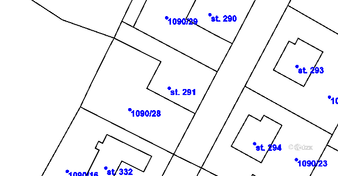 Parcela st. 291 v KÚ Malé Žernoseky, Katastrální mapa