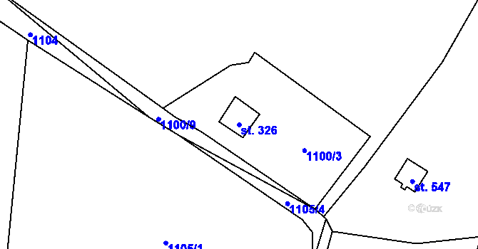 Parcela st. 326 v KÚ Malé Žernoseky, Katastrální mapa
