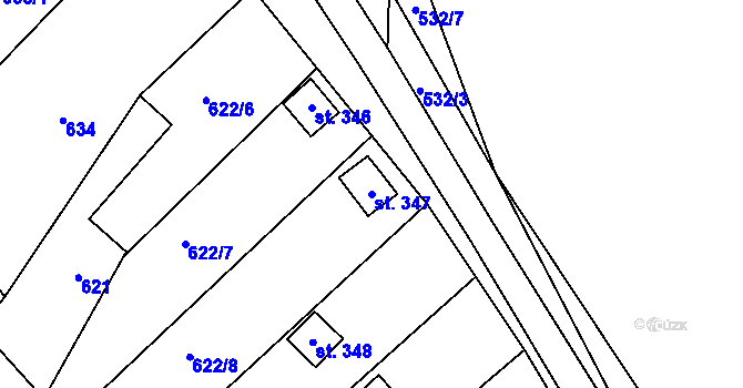Parcela st. 347 v KÚ Malé Žernoseky, Katastrální mapa