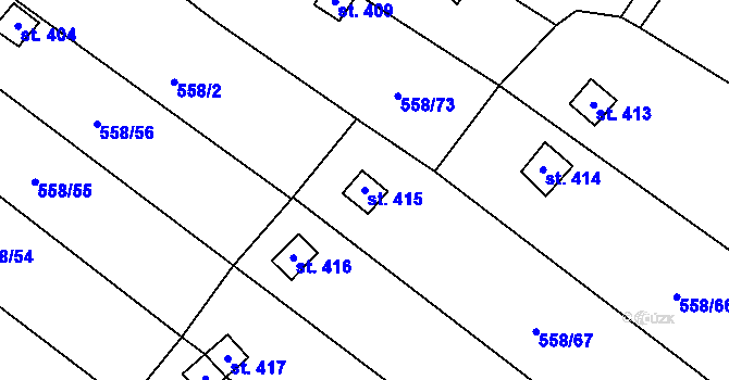 Parcela st. 415 v KÚ Malé Žernoseky, Katastrální mapa