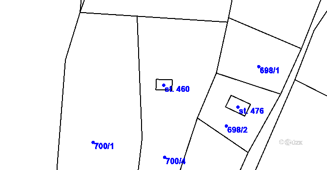 Parcela st. 460 v KÚ Malé Žernoseky, Katastrální mapa