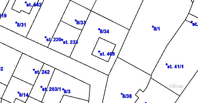 Parcela st. 469 v KÚ Malé Žernoseky, Katastrální mapa