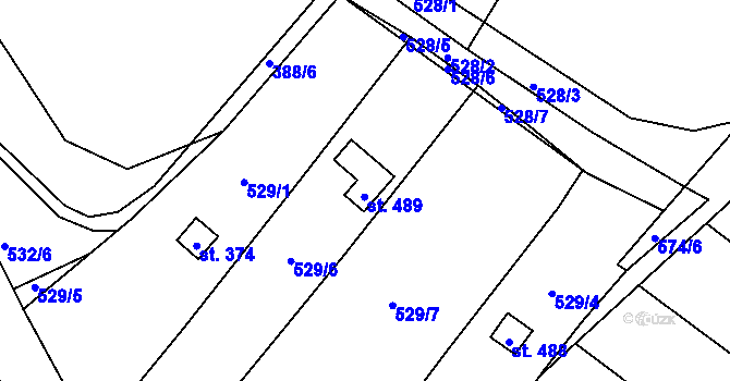 Parcela st. 489 v KÚ Malé Žernoseky, Katastrální mapa