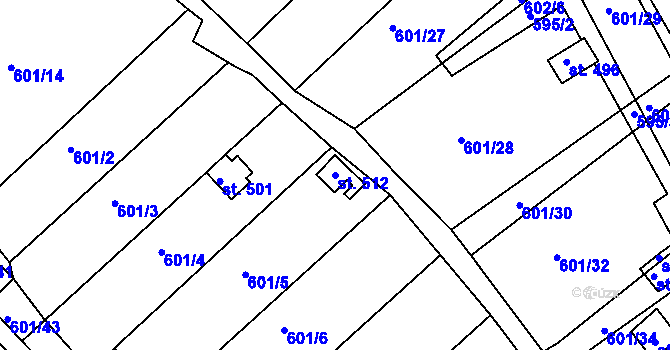 Parcela st. 512 v KÚ Malé Žernoseky, Katastrální mapa