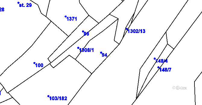 Parcela st. 94 v KÚ Malé Žernoseky, Katastrální mapa