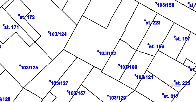 Parcela st. 103/122 v KÚ Malé Žernoseky, Katastrální mapa