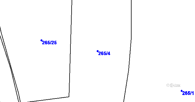 Parcela st. 265/4 v KÚ Malé Žernoseky, Katastrální mapa