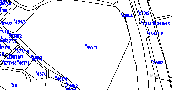 Parcela st. 469/1 v KÚ Malé Žernoseky, Katastrální mapa
