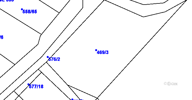 Parcela st. 469/3 v KÚ Malé Žernoseky, Katastrální mapa