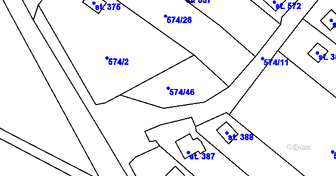 Parcela st. 574/46 v KÚ Malé Žernoseky, Katastrální mapa
