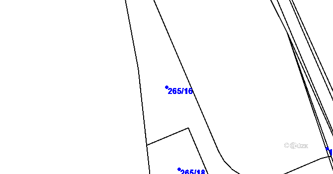 Parcela st. 265/16 v KÚ Malé Žernoseky, Katastrální mapa